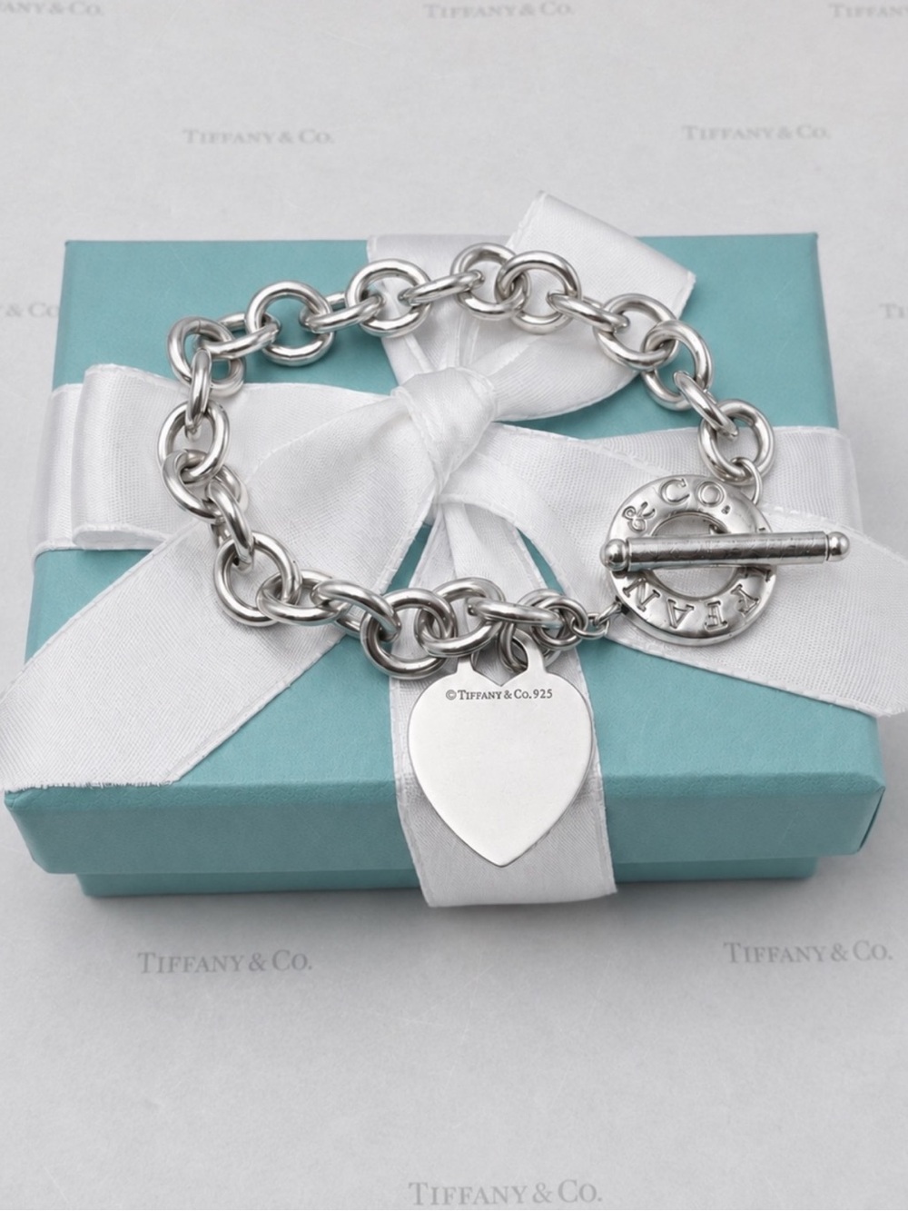 Tiffany & Co. 8" Heart Tag Charm Toggle Bracelet Sterling Silver 925 Gift Box - Picture 5 of 11